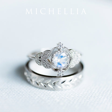 [Adeline] Vintage Rose Ring in Moonstone Women's Ring michelliafinejewelry   