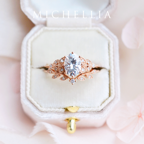 [Olivia] Classic Floral Oval Cut Ring in Natural Australian Opal Women's Ring michelliafinejewelry   