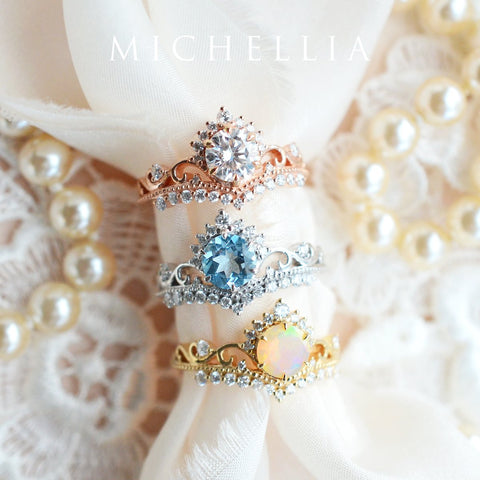 [Theia] Heirloom Crown Engagement Ring in Moissanite / Diamond Women's Ring michelliafinejewelry   