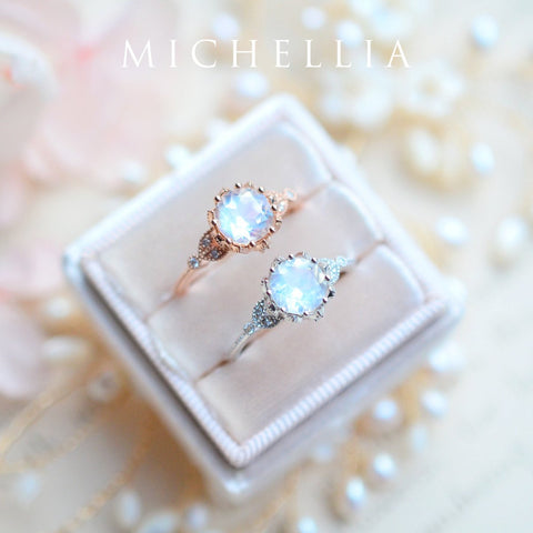 [Evanthe] Vintage Floral Engagement Ring in Moonstone Women's Ring michelliafinejewelry   