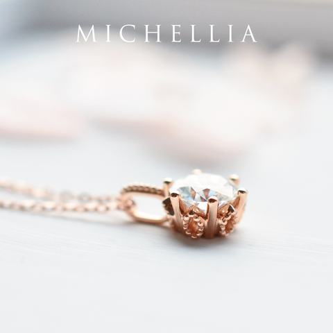 [Eden] Floral Solitaire Necklace in Moonstone Necklace michelliafinejewelry   