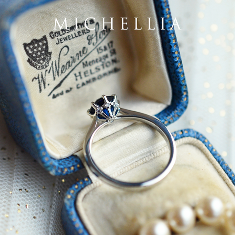 [Victoria] Classic Crown Solitaire Ring in Lab Blue Sapphire Women's Ring michelliafinejewelry   