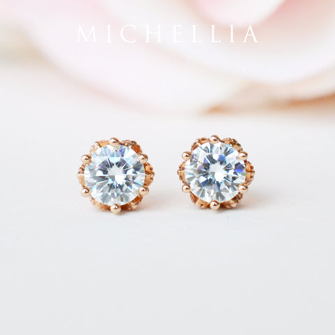 [Eden] Petite Floral Earrings in Lab Blue Sapphire Earrings michelliafinejewelry   