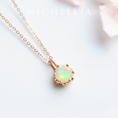 [Eden] Floral Solitaire Necklace in Opal Necklace michelliafinejewelry   