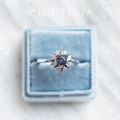 [Astra] Starlight Engagement Ring in Lab Alexandrite Women's Ring michelliafinejewelry   