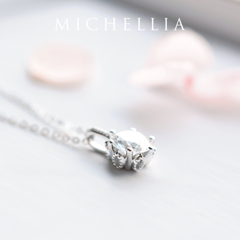 [Eden] Floral Solitaire Necklace in Aquamarine Necklace michelliafinejewelry   