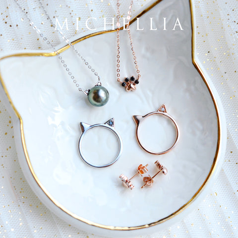 [Beans] Dog & Cat Paw Diamond Necklace Necklace michelliafinejewelry   