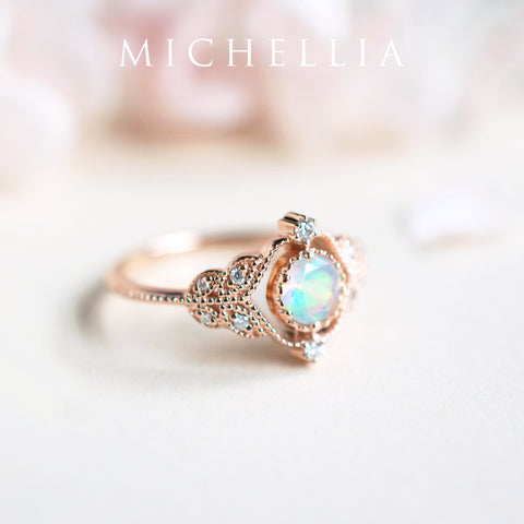 [Adeline] Vintage Rose Ring in Opal Women's Ring michelliafinejewelry   