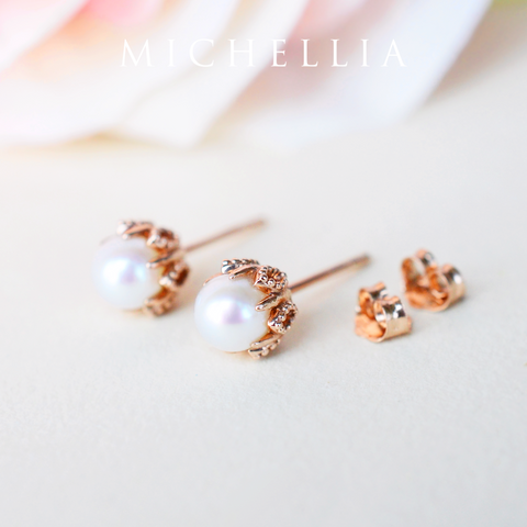 [Eden] Petite Floral Earrings in Akoya Pearl Earrings michelliafinejewelry   