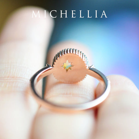 [Luna] Crescent Moon Ring in Australian Opal Women's Ring michelliafinejewelry   
