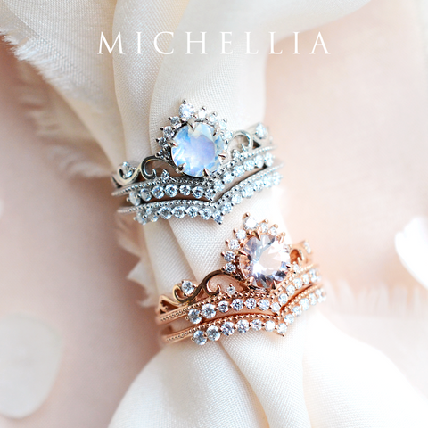 [Theia] Heirloom Crown Ring in Morganite Women's Ring michelliafinejewelry   