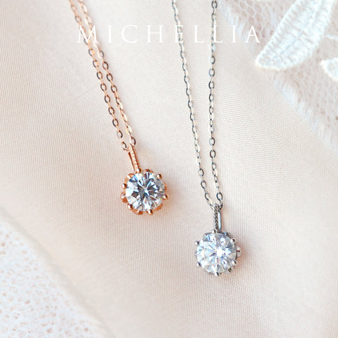 [Eden] Floral Solitaire Necklace in Diamond / Moissanite Necklace michelliafinejewelry