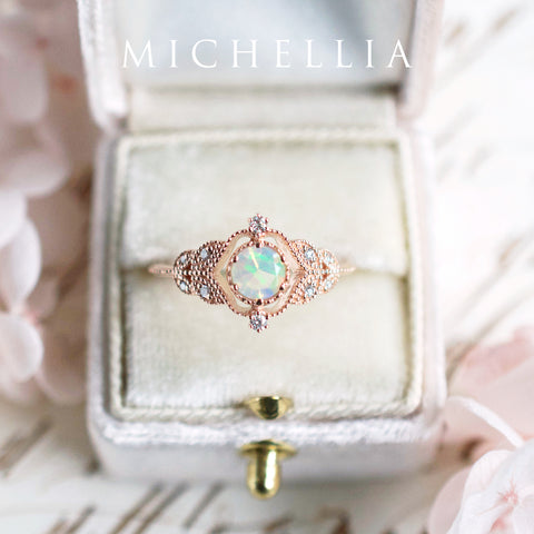 [Adeline] Vintage Rose Ring in Opal Women's Ring michelliafinejewelry   