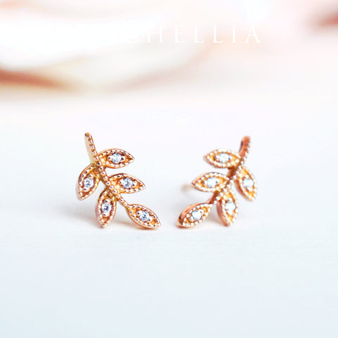 [Viridis] Petite Leaf Earrings Earrings michelliafinejewelry   