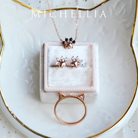 [Beans] Dog & Cat Paw Diamond Earrings Earrings michelliafinejewelry   
