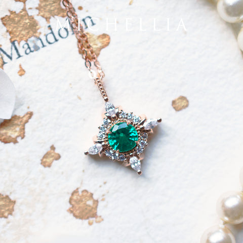 [Astrid] Art Deco Petite Necklace in Lab Emerald Necklace michelliafinejewelry   