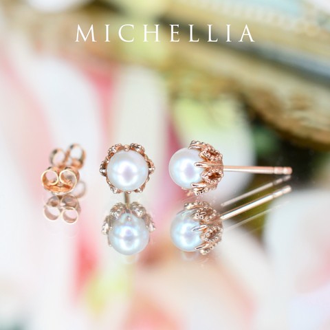 [Eden] Petite Floral Earrings in Akoya Pearl Earrings michelliafinejewelry   
