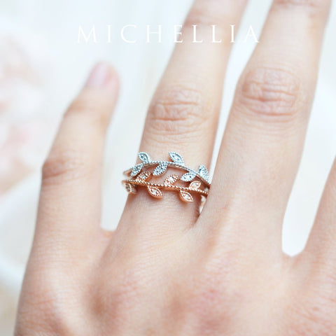 [Sylvia] Petite Leaf Band Wedding Band michelliafinejewelry   