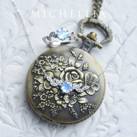 [Dahlia] Floral Leaf Necklace in Morganite Necklace michelliafinejewelry   