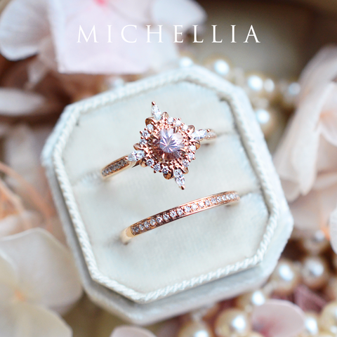 [Astrid] Art Deco Petite Engagement Ring in Morganite Women's Ring michelliafinejewelry   