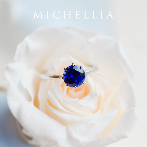 [Victoria] Classic Crown Solitaire Ring in Lab Blue Sapphire Women's Ring michelliafinejewelry   