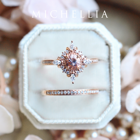 [Astrid] Art Deco Petite Engagement Ring in Morganite Women's Ring michelliafinejewelry   