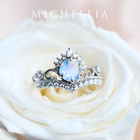 [Theia] Heirloom Crown Engagement Ring in Aquamarine Women's Ring michelliafinejewelry   