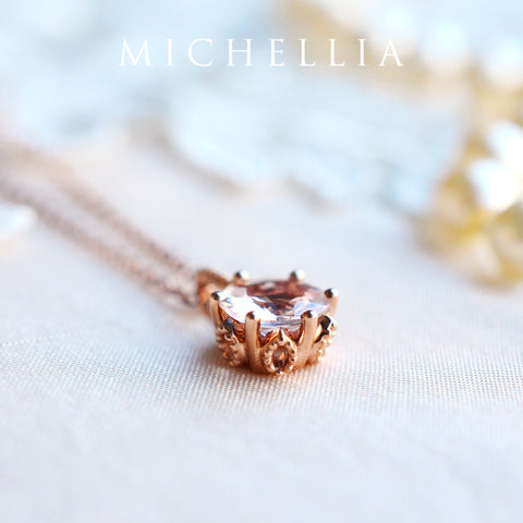 [Eden] Floral Solitaire Necklace in Morganite Necklace michelliafinejewelry   