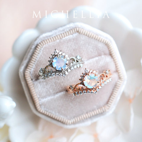 [Theia] Heirloom Crown Engagement Ring in Moonstone Women's Ring michelliafinejewelry   