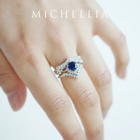 [Theia] Heirloom Crown Engagement Ring in Lab Blue Sapphire Women's Ring michelliafinejewelry   