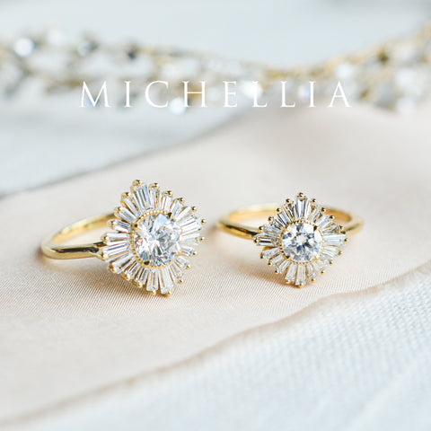 [Artemis] Vintage Deco Goddess Ballerina Engagement Ring in Diamond / Moissanite Women's Ring michelliafinejewelry   