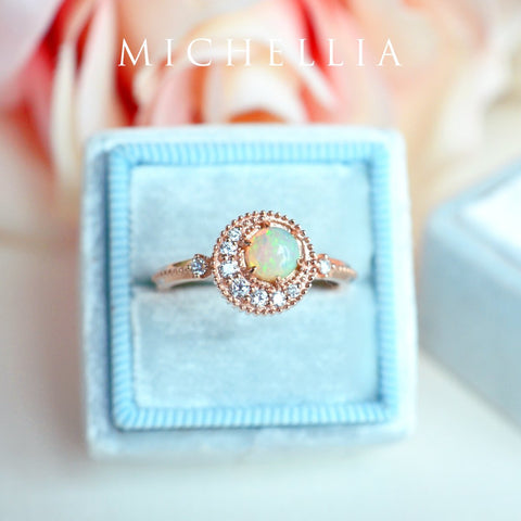 [Luna] Crescent Moon Ring in Australian Opal Women's Ring michelliafinejewelry   