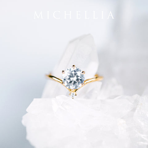 [Aisha] Moonrise Engagement Ring in Diamond / Moissanite Women's Ring michelliafinejewelry   