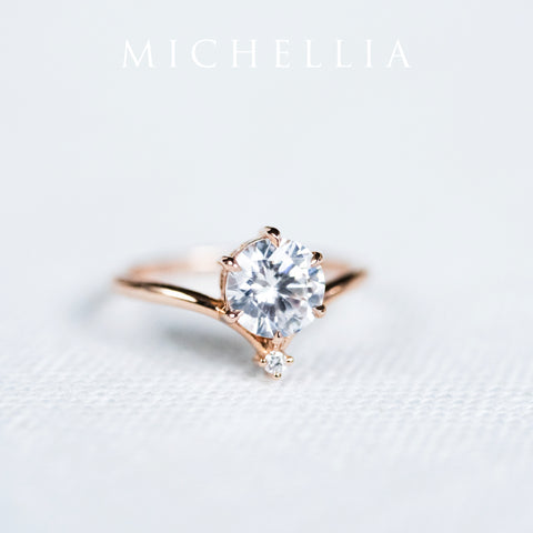 [Aisha] Moonrise Engagement Ring in Diamond / Moissanite Women's Ring michelliafinejewelry   