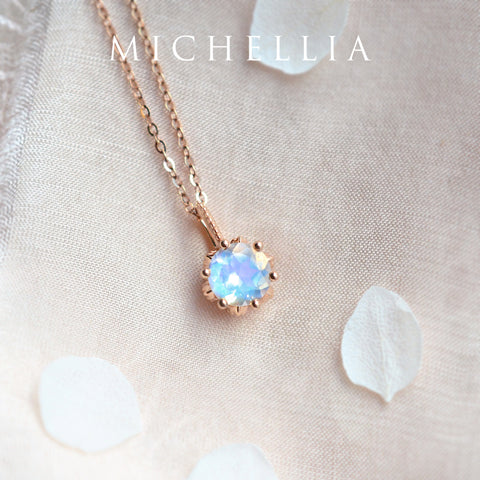 [Eden] Floral Solitaire Necklace in Moonstone Necklace michelliafinejewelry   