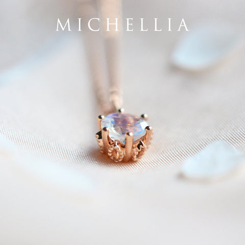 [Eden] Floral Solitaire Necklace in Moonstone Necklace michelliafinejewelry   