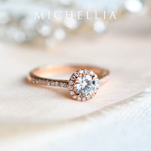 [Nova] Classic Halo Diamond Engagement Ring in Diamond / Moissanite Women's Ring michelliafinejewelry   
