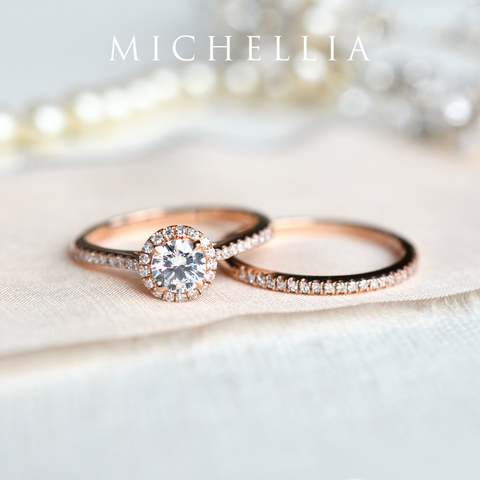 [Nova] Classic Halo Diamond Engagement Ring in Diamond / Moissanite Women's Ring michelliafinejewelry   