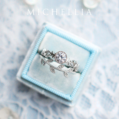 [Sylvia] Petite Leaf Band Wedding Band michelliafinejewelry   