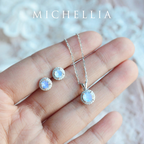 [Nova] Petite Halo Diamond Earrings in Moonstone Earrings michelliafinejewelry   