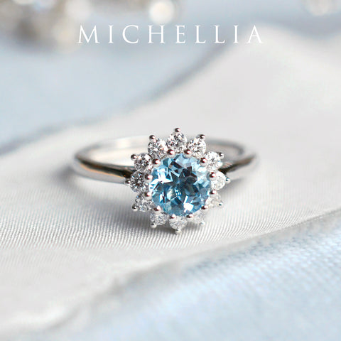 [Rosalie] Vintage Bloom Ring in Aquamarine Women's Ring michelliafinejewelry   