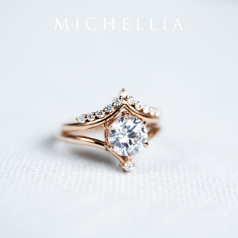 [Aisha] Moonrise Engagement Ring in Diamond / Moissanite Women's Ring michelliafinejewelry   