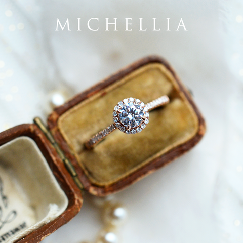 [Nova] Classic Halo Diamond Engagement Ring in Diamond / Moissanite Women's Ring michelliafinejewelry   
