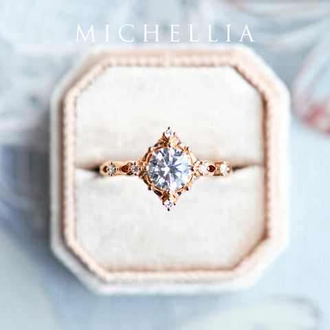 [Annalise] Victorian Heirloom Engagement Ring in Diamond / Moissanite Women's Ring michelliafinejewelry   