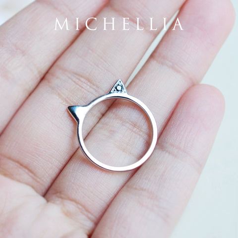 [Mia] Diamond Cat Ear Band Women's Ring michelliafinejewelry   