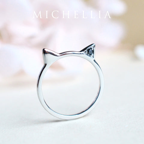 [Mia] Diamond Cat Ear Band Women's Ring michelliafinejewelry   