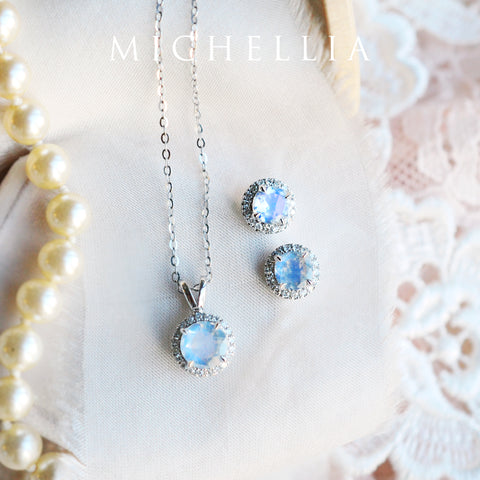 [Nova] Petite Halo Diamond Earrings in Moonstone Earrings michelliafinejewelry   