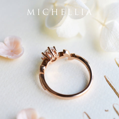 [Dahlia] Petite Floral Engagement Ring in Lab Alexandrite Women's Ring michelliafinejewelry   