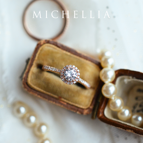 [Nova] Classic Halo Diamond Engagement Ring in Diamond / Moissanite Women's Ring michelliafinejewelry   