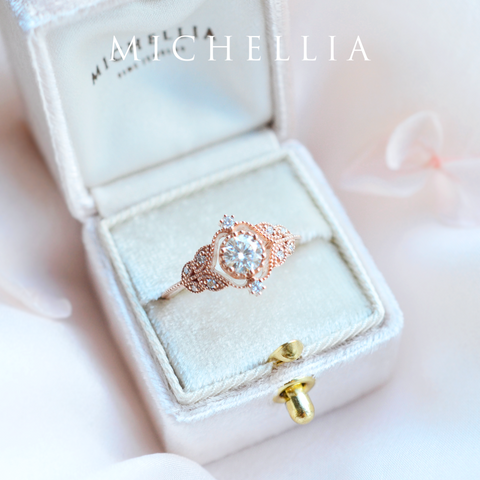 [Adeline] Vintage Rose Engagement Ring in Diamond / Moissanite Women's Ring michelliafinejewelry   